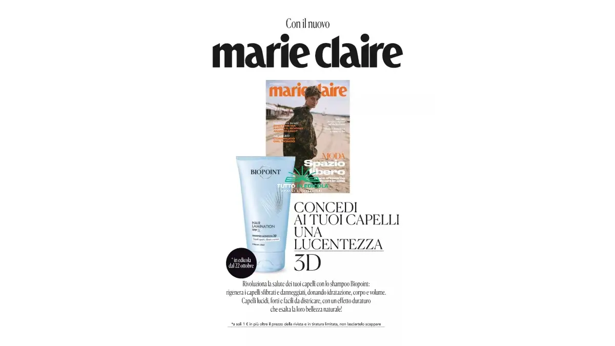 Marie Claire con Shampoo Biopoint Hair Lamination in edicola